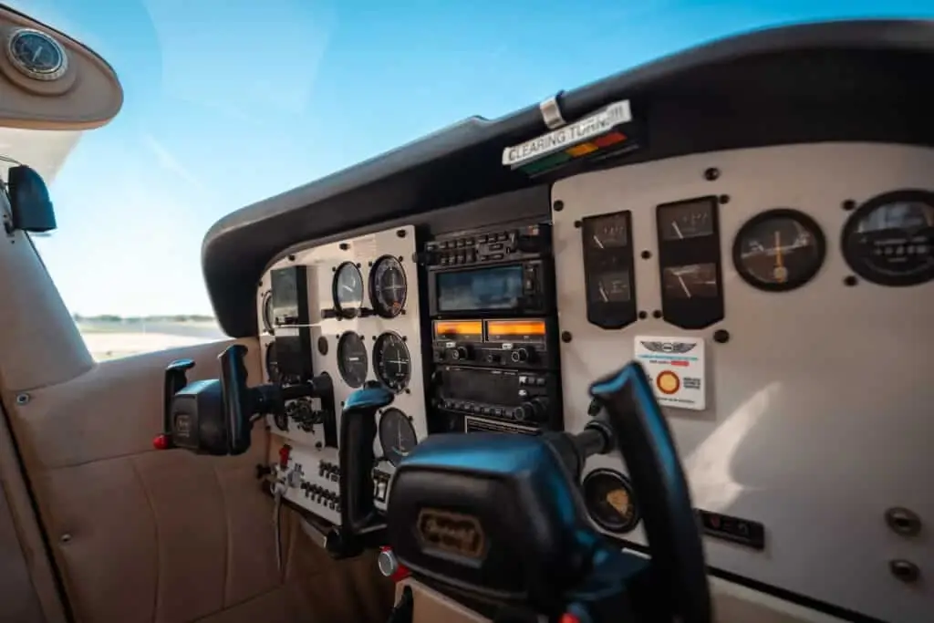 blue cessna  cockpit instrument panel for ppl flight training